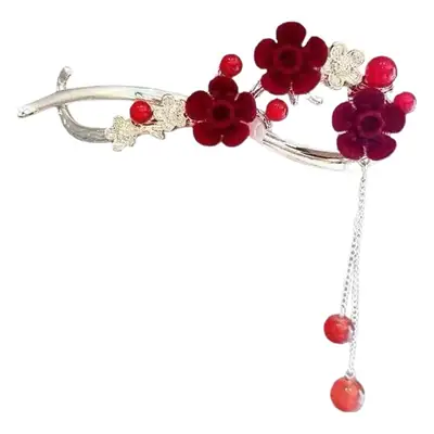 Blue Rose Twisted Hairpin with Tassel & Pearl