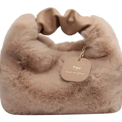 Furry Crossbody Bag for Women Winter Plush Chain