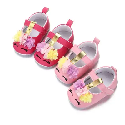 Princess baby casual non-slip soft cloth sole shoes 0-18 months baby double Velcro toddler shoes PU leather sandals