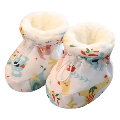 Baby Shoes with Fleece Lining, Thickened Soft Soles, Warm and Comfortable for 3-13 Months Old Babies, Anti-Slip Newborn Shoes and Socks