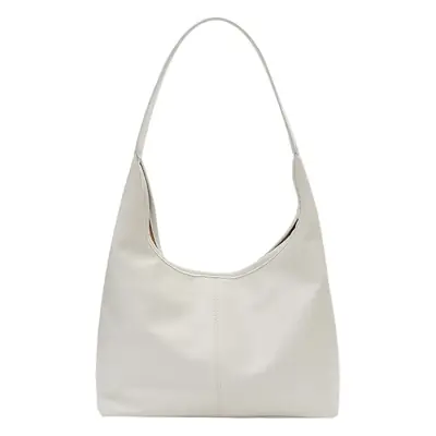 Women Large Capacity Shoulder Bag Silver Leather 2026