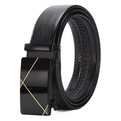 Men's Black Acrylic Belt with Automatic Buckle