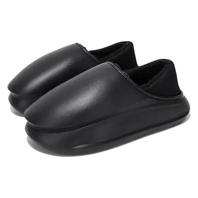 Winter Fleece Lined Black Slip-On Slippers