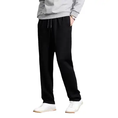 Men Fleece Lined Black Casual Trouser