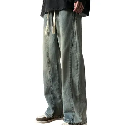 Men's Retro Straight Jeans 2023 Wide Leg Casual Pants