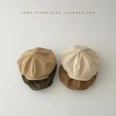 Yipan Kids Beret Cap Autumn Winter British Retro Octagonal Hat