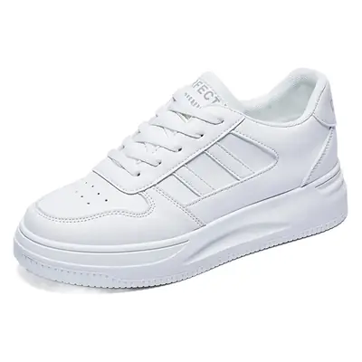 Women White Thick Sole Sports Sneakers Lightweight Height-Increasing