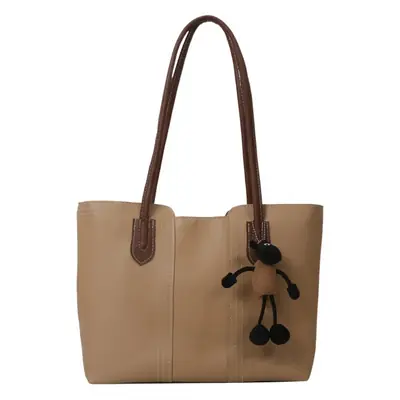Large Capacity Women's Tan Shoulder Bag with Retro Charm
