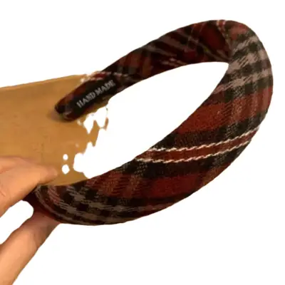 Japanese Korean Retro Plaid Skull Top Headband for Face Wash & Hair Press