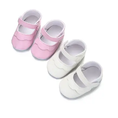 Princess shoes baby casual non-slip soft cloth sole shoes 0-18 months baby double Velcro toddler shoes PU leather sandals