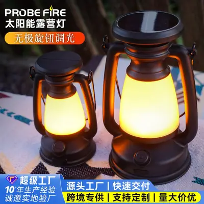 Solar Camping Light 90mm Black LED Emergency Flashlight