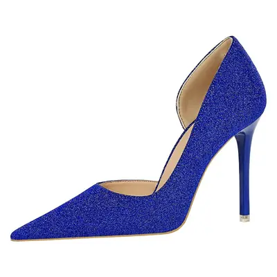 Blue Glitter Pointed Heel Women's Shoes