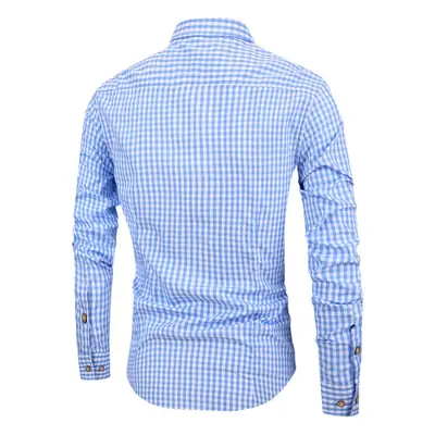 Men's Red Long Sleeve Button-Down Shirt