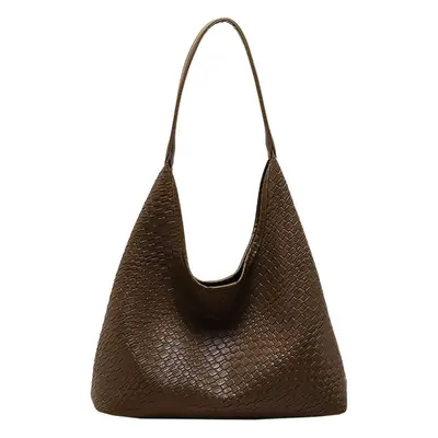 Black Embossed Leather Shoulder Bag for Women