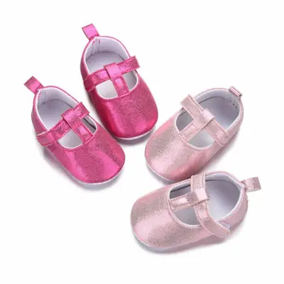 Princess shoes baby casual non-slip soft cloth sole shoes 0-18 months baby double Velcro toddler shoes PU leather sandals