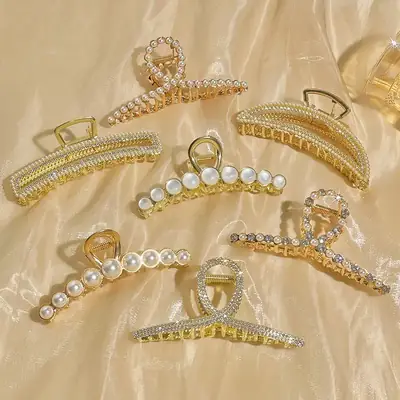 Korean Style Pearl Hair Clip for Updo and Back Head Shark
