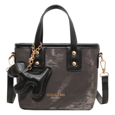 Women's Textured Shoulder Messenger Bag Brown Gold Plated