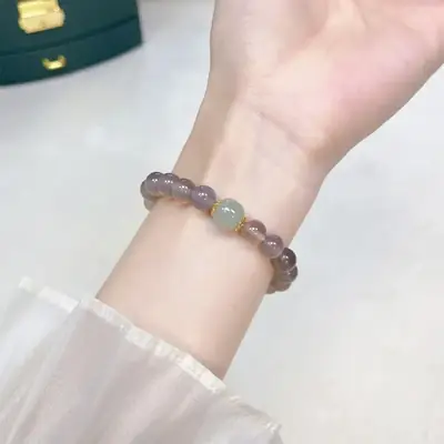 Hetian Jade Ice Ash Agate Bracelet 8mm