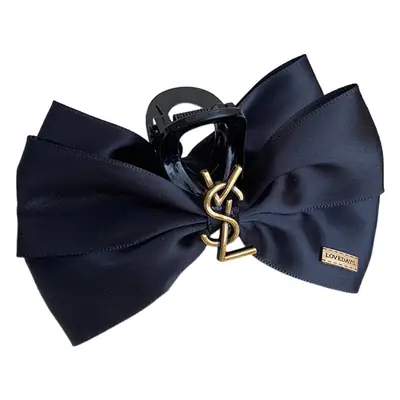 Black Retro French Bow Hair Clip for Women