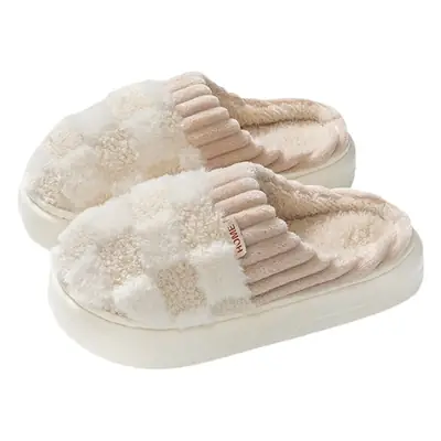 Winter Cotton Slippers for Women Gray Floral