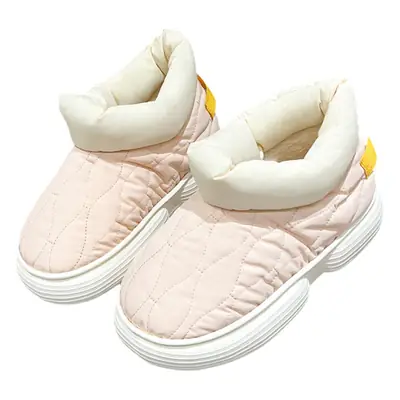 Women's Pink Quilted Winter Slippers with Warm Heel