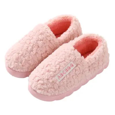 Winter Plush Cotton Indoor Slippers Red White