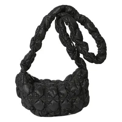 Black Quilted Shoulder Messenger Bag for Women 2023