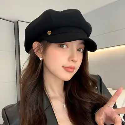 Black British Octagonal Beret for Women 2023