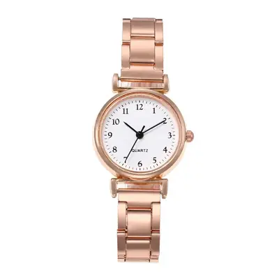 Rose Gold Women's Quartz Watch with Roman Numbers