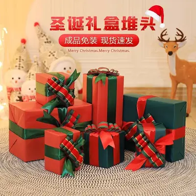 Christmas Gift Boxes with Brown Bow Decor