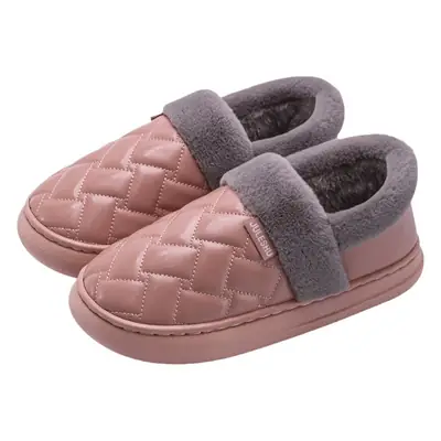 Waterproof Leather Cotton Slippers Autumn and Winter 2026 New Style Indoor Home Non-Slip Outdoor Wear Leather Slippers with Heel Cover Non-Slip Leather Surface