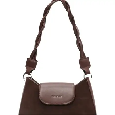 Women's Brown Suede Crossbody Bag with Square Design