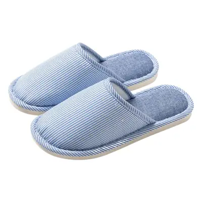 Women Cotton Blue Slippers Non-Slip Indoor Home