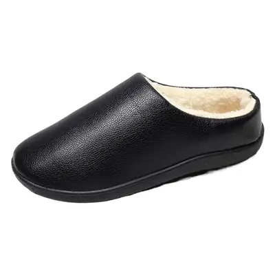 Winter New Home Men's Cotton Shoes Non-slip Soft Sole Leather Waterproof Men's Shoes Indoor Warm fleece-lined Comfortable Cotton Slippers