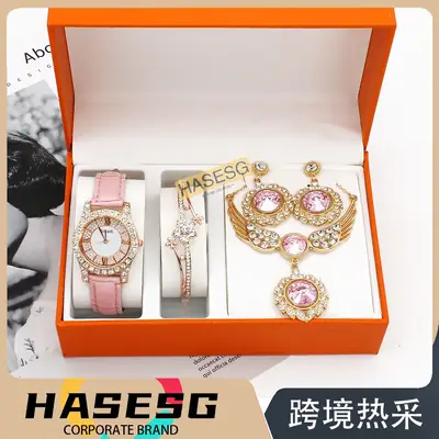 Luxury Women's Watch with Crystal Band & Rose Gold Dial