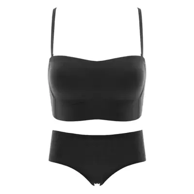 Women Seamless Push Up Tube Top Bra Small Chest Black