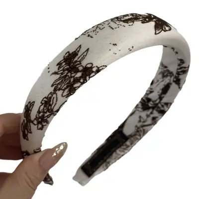 Chinese Satin Velvet Floral Headband for Women