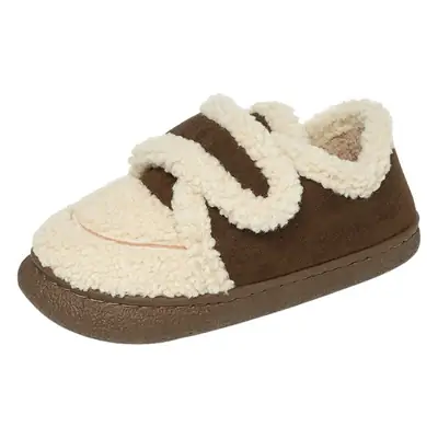 Women Retro Wool Slipper Brown Warm Indoor Winter Home
