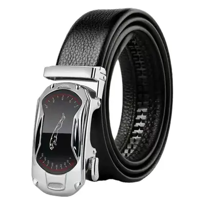 Men's Black Leather Belt with Buckle 150Cm Waistband