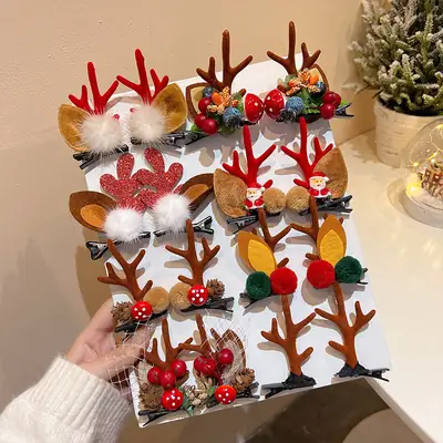Christmas Deer Antler Hairpins for Women