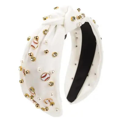 Red Baseball Pearl Headband for Women