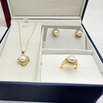 Korean Style Pearl Necklace Set 24K Gold
