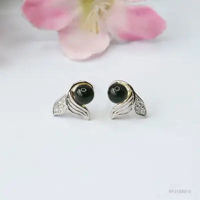 S925 Silver Needle Blue Amber Drop Earrings
