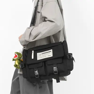 Blue Japanese-Style Student Crossbody Bag Large Capacity