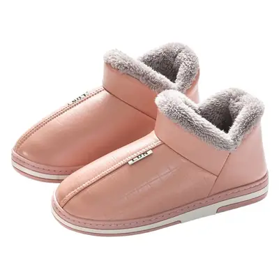 Pink Waterproof Fleece Slippers for Women Winter Warm