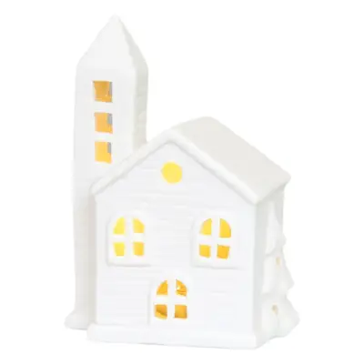 White Ceramic Led House Night Light Decor