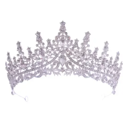 European American Retro Round Bridal Crown Tiara with Amazon Pearl Diamond