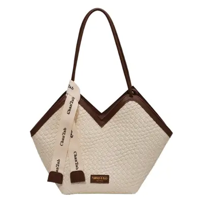 Women's Large Capacity Brown Crocodile Texture Shoulder Bag
