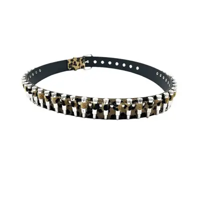 Leopard Print Rivet Belt for Women
