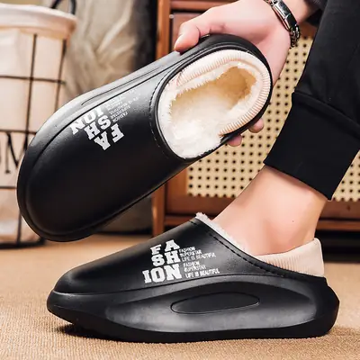 Cross-border new cotton-padded shoes men's cotton-padded slippers with heel winter room fleece-lined comfortable inside home feel warm wool slippers